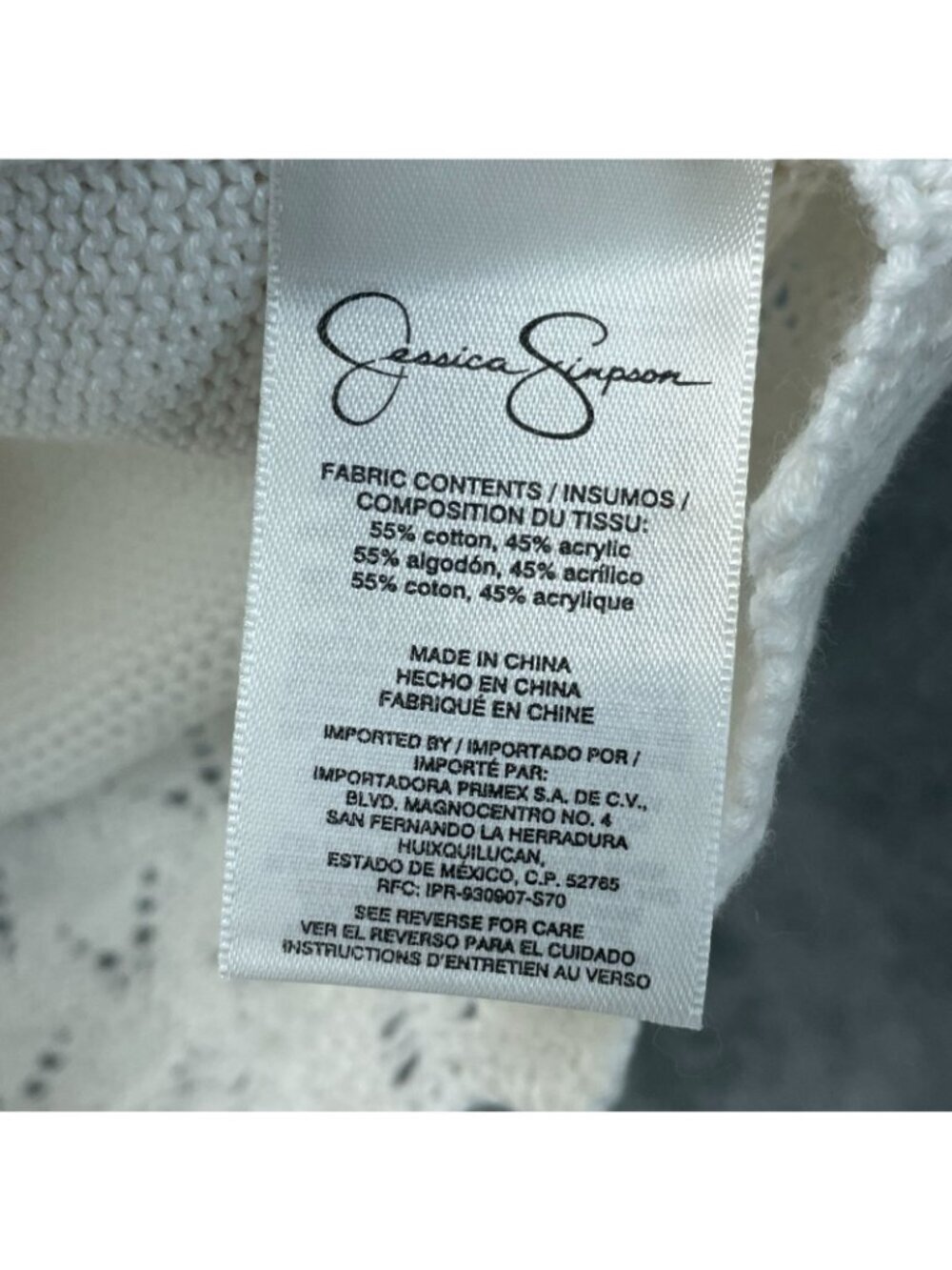 NWT Jessica Simpson Women's L Ivory Crochet Knit Top Short Sleeve F1119 - Picture 7 of 11